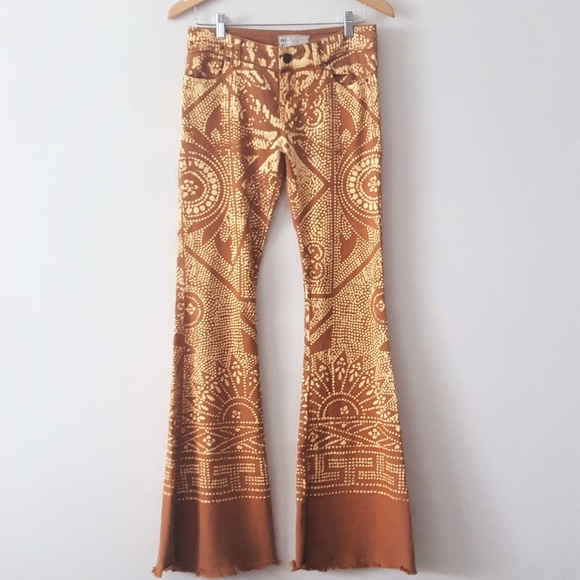 Free People Pants - FREE PEOPLE Discharge Bali Henna Print Boho Flares